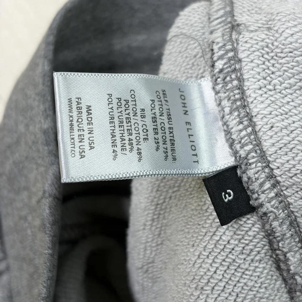 John Elliott French Terry Distressed Sweat Shorts Men's Size 3 Large Gray